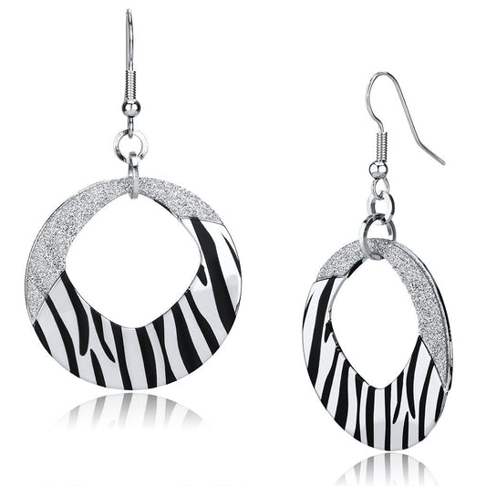 MALO2702 - Rhodium Iron Earrings with Epoxy  in Jet