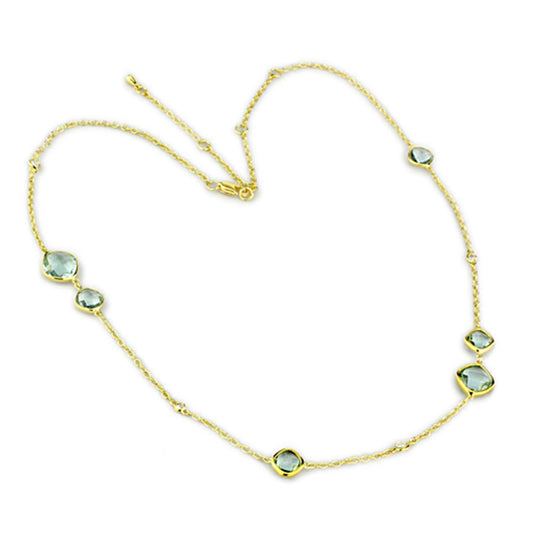 MALO2703 - Gold Brass Necklace with Synthetic Synthetic Glass in Emerald
