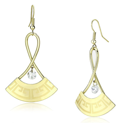MALO2707 - Gold Iron Earrings with AAA Grade CZ  in Clear