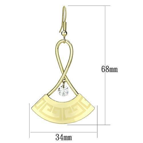 MALO2707 - Gold Iron Earrings with AAA Grade CZ  in Clear