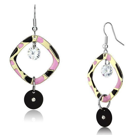 MALO2711 - Special Color Iron Earrings with AAA Grade CZ  in Clear