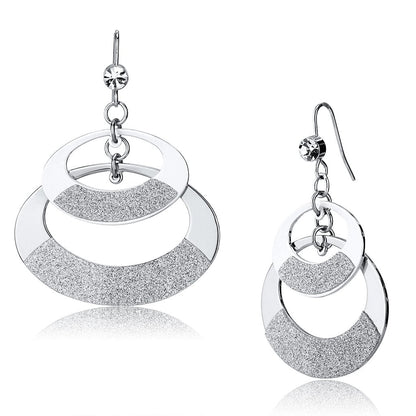 MALO2714 - Matte Rhodium & Rhodium Iron Earrings with Top Grade Crystal  in Clear
