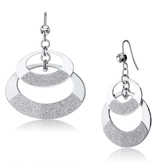 MALO2714 - Matte Rhodium & Rhodium Iron Earrings with Top Grade Crystal  in Clear
