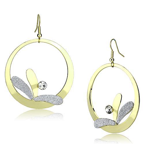 MALO2715 - Gold Iron Earrings with Top Grade Crystal  in Clear