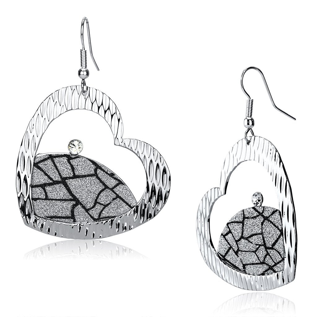 MALO2724 - Rhodium Iron Earrings with Top Grade Crystal  in Clear