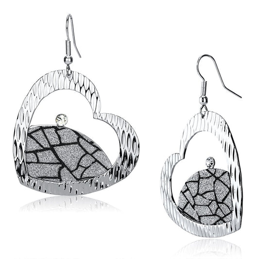 MALO2724 - Rhodium Iron Earrings with Top Grade Crystal  in Clear