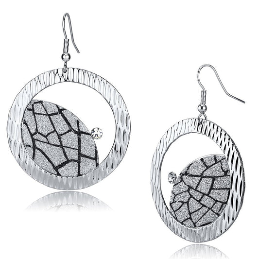 MALO2725 - Rhodium Iron Earrings with Top Grade Crystal  in Clear