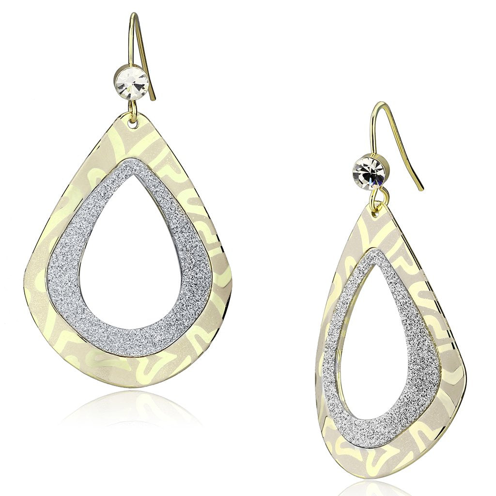MALO2729 - Gold Iron Earrings with Top Grade Crystal  in Clear