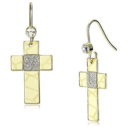 MALO2734 - Gold Iron Earrings with Top Grade Crystal  in Clear