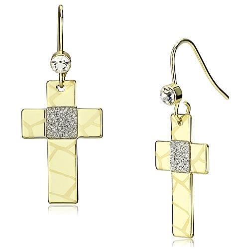 MALO2734 - Gold Iron Earrings with Top Grade Crystal  in Clear