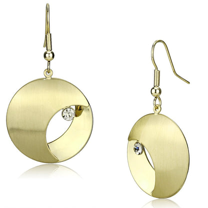 MALO2738 - Matte Gold & Gold Iron Earrings with Top Grade Crystal  in Clear