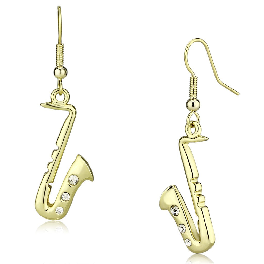 MALO2741 - Gold Iron Earrings with Top Grade Crystal  in Clear