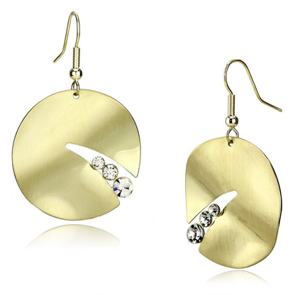 MALO2742 - Matte Gold & Gold Iron Earrings with Top Grade Crystal  in Clear