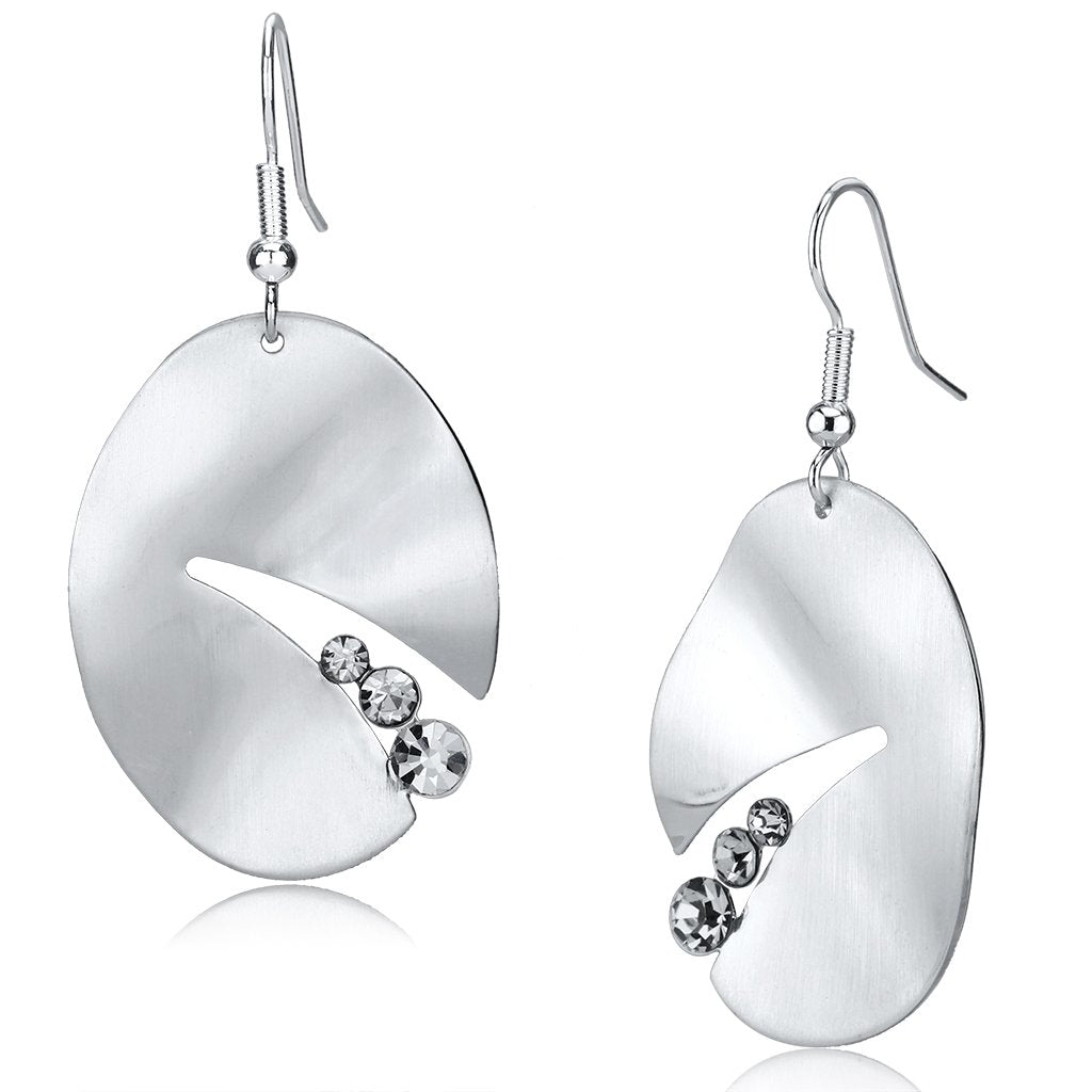 MALO2743 - Matte Rhodium & Rhodium Iron Earrings with Top Grade Crystal  in Clear