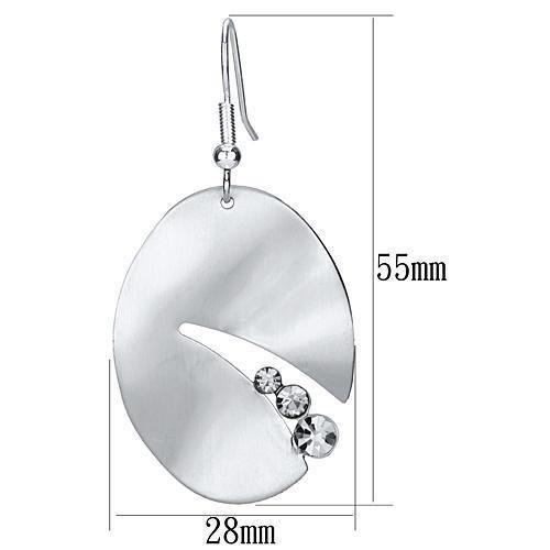 MALO2743 - Matte Rhodium & Rhodium Iron Earrings with Top Grade Crystal  in Clear