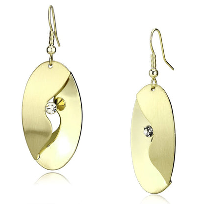 MALO2744 - Matte Gold & Gold Iron Earrings with Top Grade Crystal  in Clear