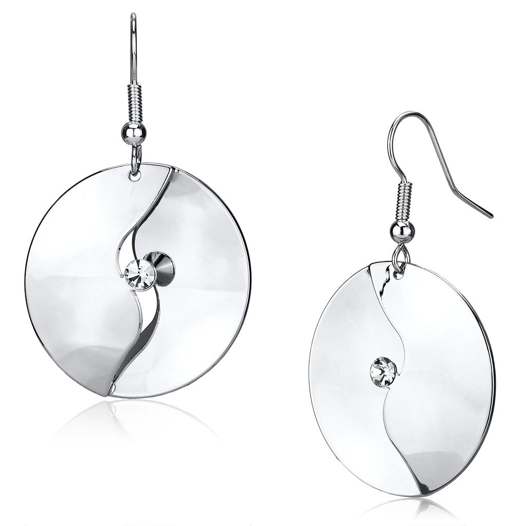 MALO2745 - Rhodium Iron Earrings with Top Grade Crystal  in Clear