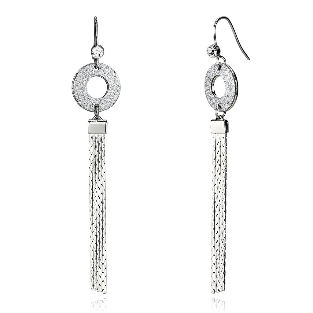 MALO2749 - Rhodium Iron Earrings with Top Grade Crystal  in Clear