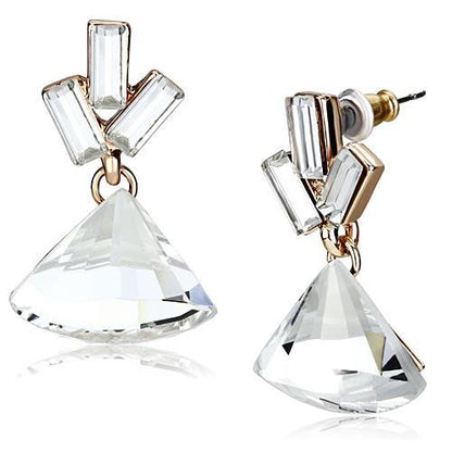 MALO2751 - Rose Gold Iron Earrings with Top Grade Crystal  in Clear