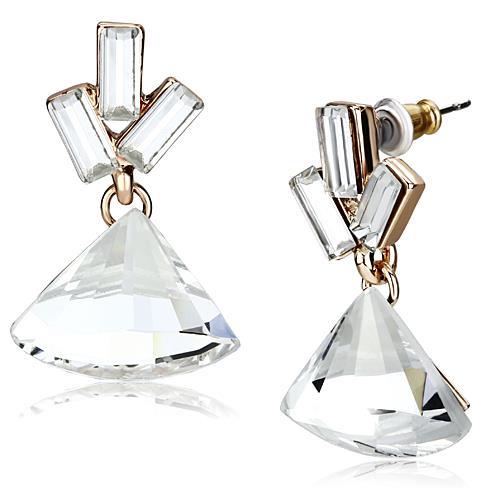 MALO2751 - Rose Gold Iron Earrings with Top Grade Crystal  in Clear