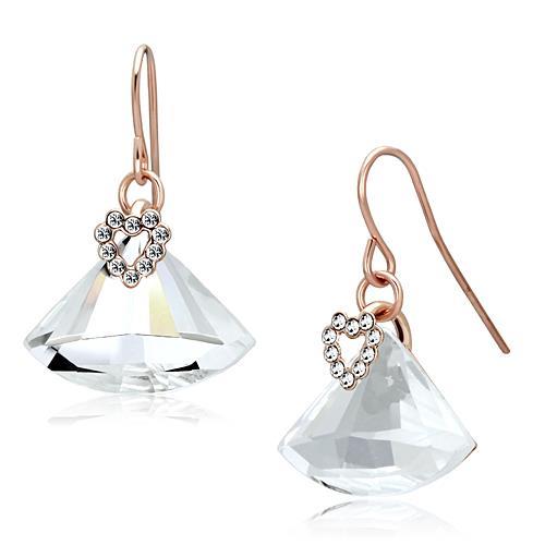 MALO2755 - Rose Gold Iron Earrings with Top Grade Crystal  in Clear