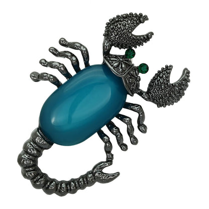MALO2763 - Ruthenium White Metal Brooches with Synthetic Synthetic Stone in Capri Blue