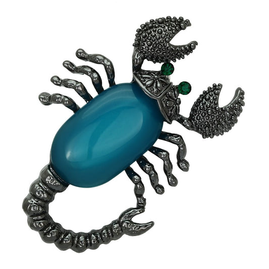 MALO2763 - Ruthenium White Metal Brooches with Synthetic Synthetic Stone in Capri Blue