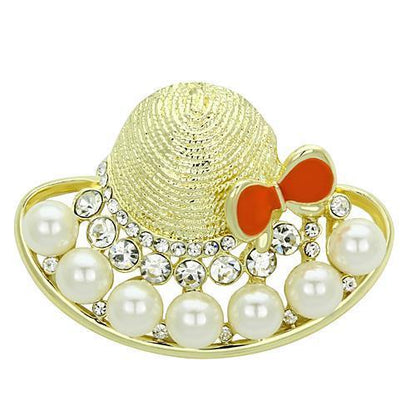 MALO2764 - Flash Gold White Metal Brooches with Synthetic Pearl in White