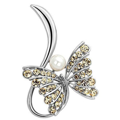 MALO2765 - Imitation Rhodium White Metal Brooches with Synthetic Pearl in White