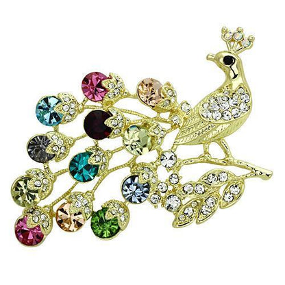 MALO2770 - Flash Gold White Metal Brooches with Top Grade Crystal  in Multi Color