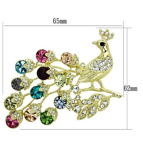 MALO2770 - Flash Gold White Metal Brooches with Top Grade Crystal  in Multi Color