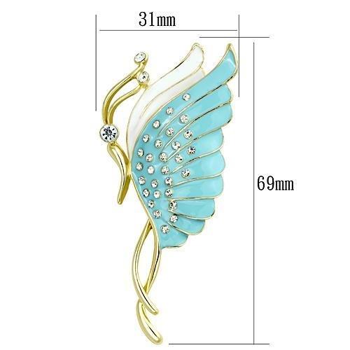 MALO2771 - Flash Gold White Metal Brooches with Top Grade Crystal  in Clear