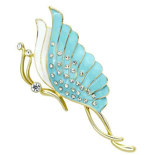 MALO2771 - Flash Gold White Metal Brooches with Top Grade Crystal  in Clear