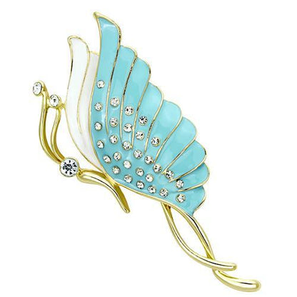 MALO2771 - Flash Gold White Metal Brooches with Top Grade Crystal  in Clear