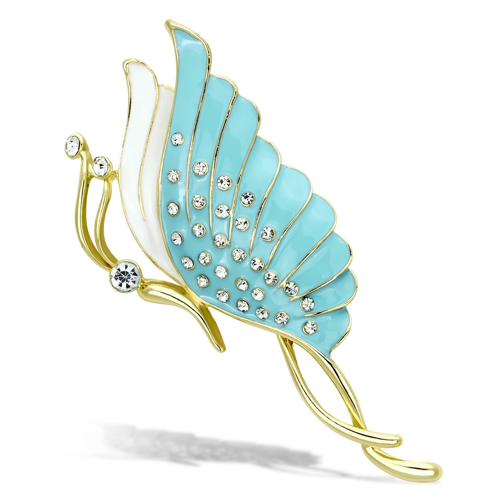 MALO2772 - Flash Rose Gold White Metal Brooches with Top Grade Crystal  in Clear