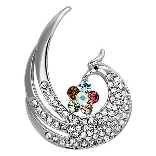 MALO2773 - Imitation Rhodium White Metal Brooches with Top Grade Crystal  in Multi Color