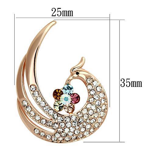 MALO2774 - Flash Rose Gold White Metal Brooches with Top Grade Crystal  in Multi Color