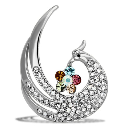 MALO2774 - Flash Rose Gold White Metal Brooches with Top Grade Crystal  in Multi Color
