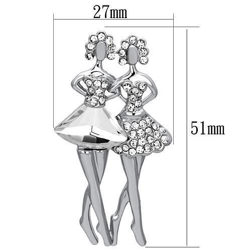MALO2775 - Imitation Rhodium White Metal Brooches with Synthetic Synthetic Glass in Clear