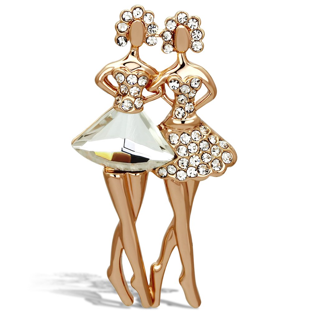 MALO2776 - Flash Rose Gold White Metal Brooches with Synthetic Synthetic Glass in Clear