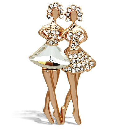 MALO2776 - Flash Rose Gold White Metal Brooches with Synthetic Synthetic Glass in Clear