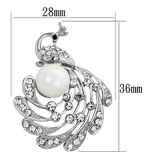 MALO2777 - Imitation Rhodium White Metal Brooches with Synthetic Pearl in White