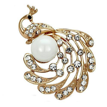 MALO2778 - Flash Rose Gold White Metal Brooches with Synthetic Pearl in White