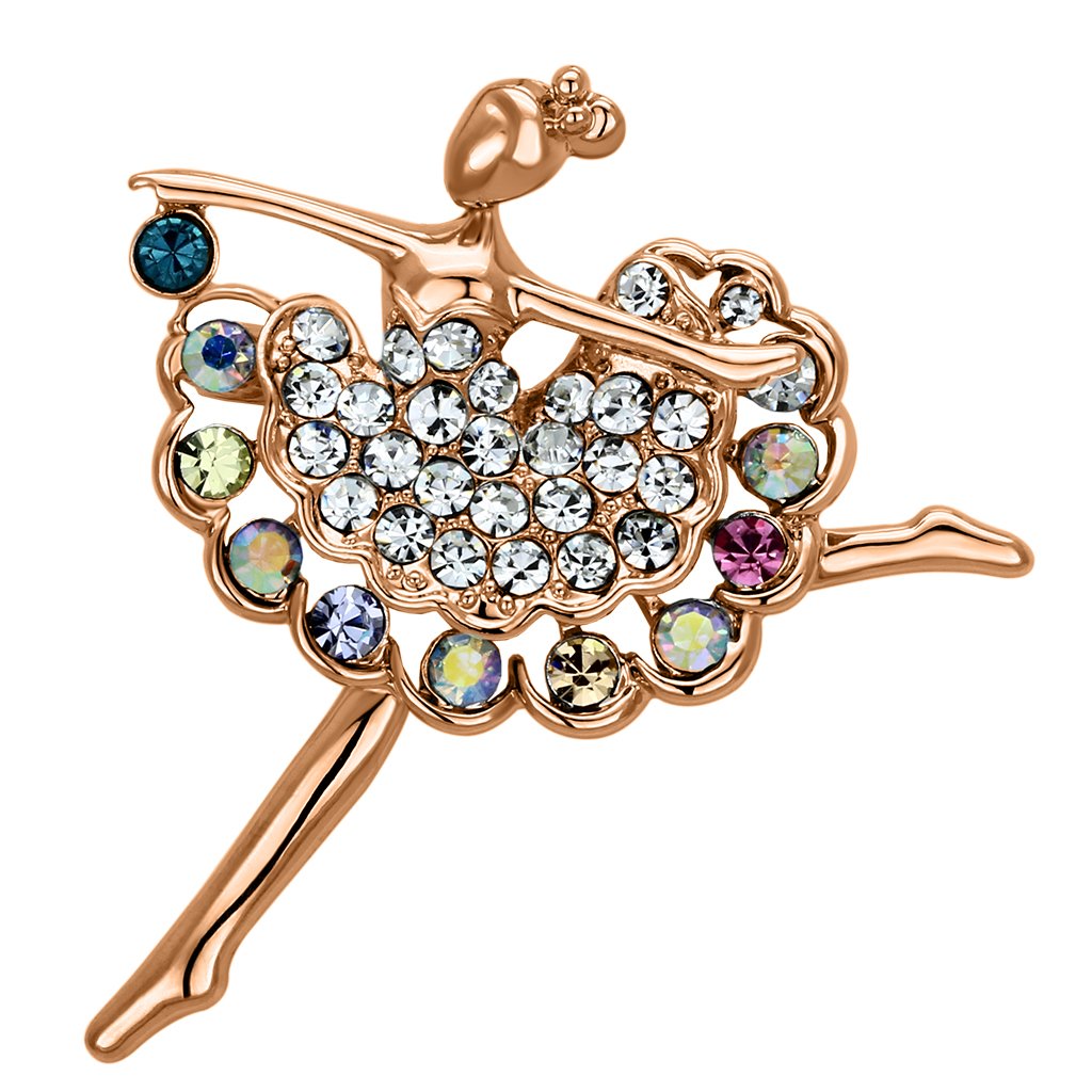 MALO2781 - Imitation Rhodium White Metal Brooches with Top Grade Crystal  in Multi Color