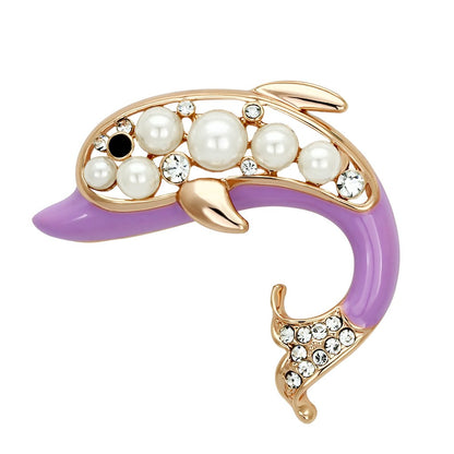 MALO2783 - Flash Rose Gold White Metal Brooches with Synthetic Pearl in White