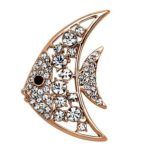 MALO2787 - Flash Rose Gold White Metal Brooches with Top Grade Crystal  in Clear