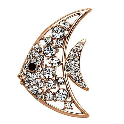 MALO2787 - Flash Rose Gold White Metal Brooches with Top Grade Crystal  in Clear