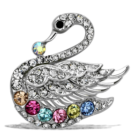 MALO2788 - Imitation Rhodium White Metal Brooches with Top Grade Crystal  in Multi Color
