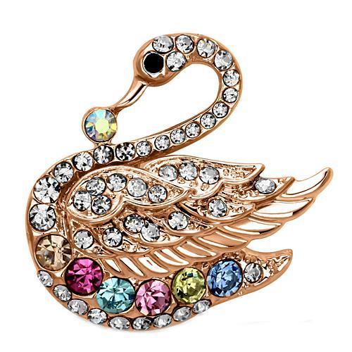 MALO2789 - Flash Rose Gold White Metal Brooches with Top Grade Crystal  in Multi Color
