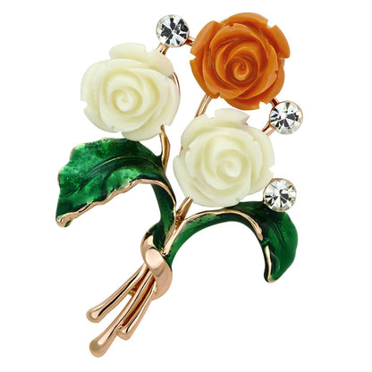 MALO2790 - Flash Rose Gold White Metal Brooches with Synthetic Synthetic Stone in Multi Color